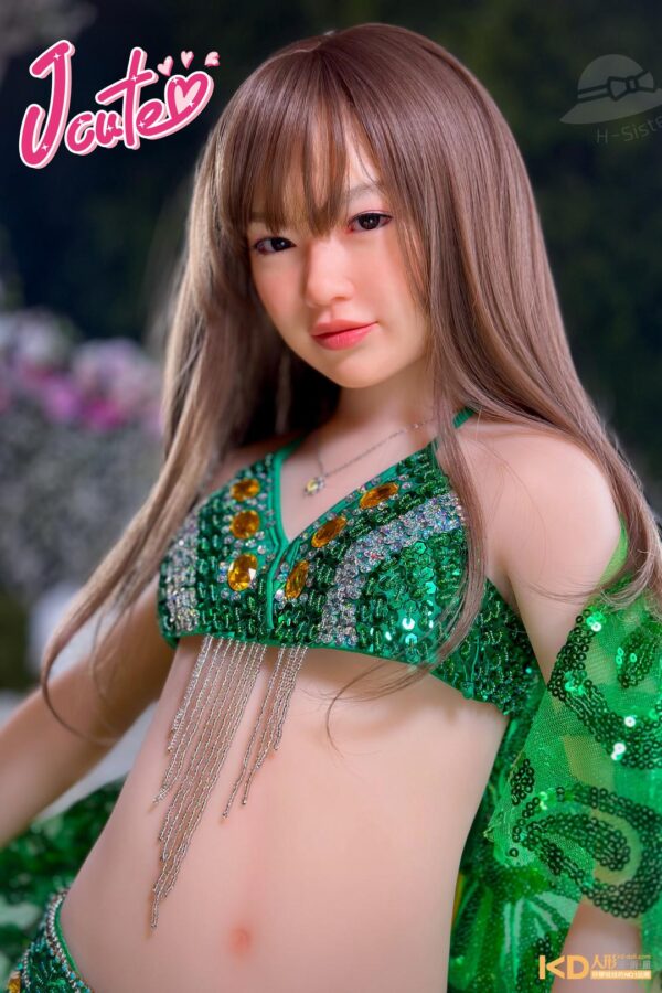 Jcute 唯 133cm 矽膠頭+TPE身 平胸蘿莉矽膠娃娃 綠色亮片