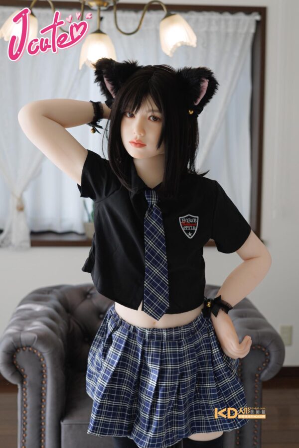Jcute 陽葵 149cm 矽膠頭+TPE身 平胸蘿莉矽膠娃娃 可愛黑貓