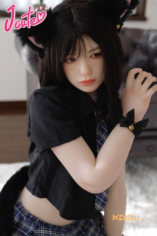 Jcute 陽葵 149cm 矽膠頭+TPE身 平胸蘿莉矽膠娃娃 可愛黑貓