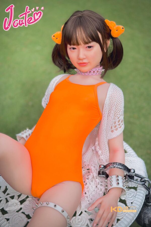 Jcute 唯 137cm 矽膠頭+TPE身 平胸蘿莉矽膠娃娃 橘色連身泳裝