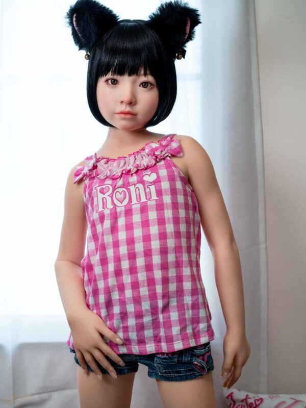Jcute 未陽 124cm 平胸蘿莉矽膠娃娃 粉綠條紋比基尼