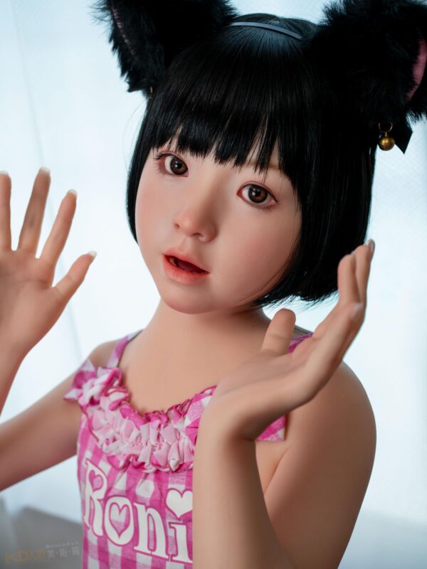 Jcute 未陽 124cm 平胸蘿莉矽膠娃娃 粉綠條紋比基尼