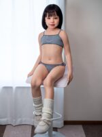 Jcute honey 124cm 平胸蘿莉矽膠娃娃 灰條紋內衣