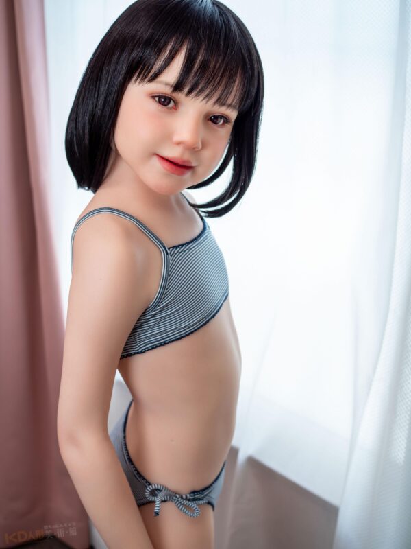Jcute honey 124cm 平胸蘿莉矽膠娃娃 灰條紋內衣