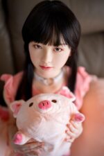 Jcute  遙(はるか) 144cm(A) 頭身一體矽膠娃娃 橙色碎花連身裙：圖片 3
